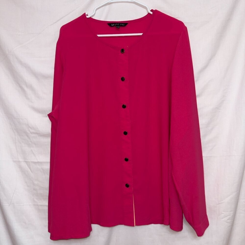 MYNT 1792 Pink Long Sleeve Button Up Blouse Top women's size 2X